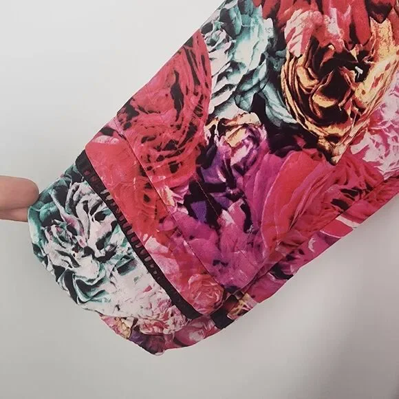 ANTHROPOLOGIE VANESSA VIRGINIA WOMENS XS FLORAL ROSE SILK BLOUSE TOP CUT OUTS - Picture 4 of 6